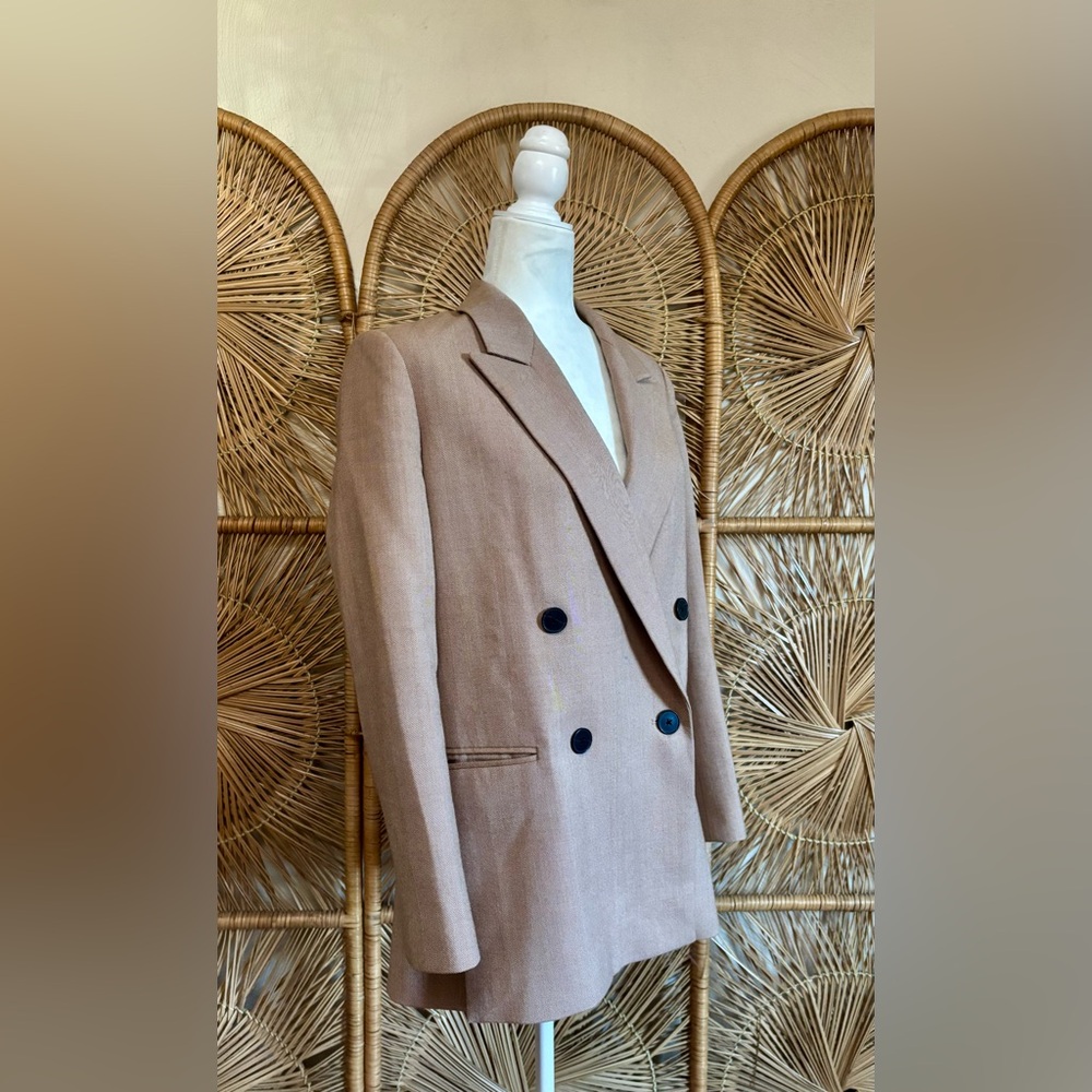 Rebecca Taylor Wool Herringbone Double Breast Blazer - Picture 2 of 8